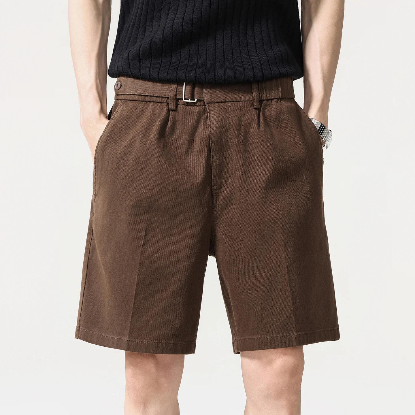 Summer Korean Streetwear Fashion Suit Shorts Men Old Money Fashion Loose Casual Short Pants Commuter Shorts Trousers