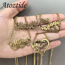 Atostide personal isierte benutzer definierte Name Halskette für Frauen Edelstahl Herz Gravur Typenschild Choker Glieder kette Schmuck Geschenke