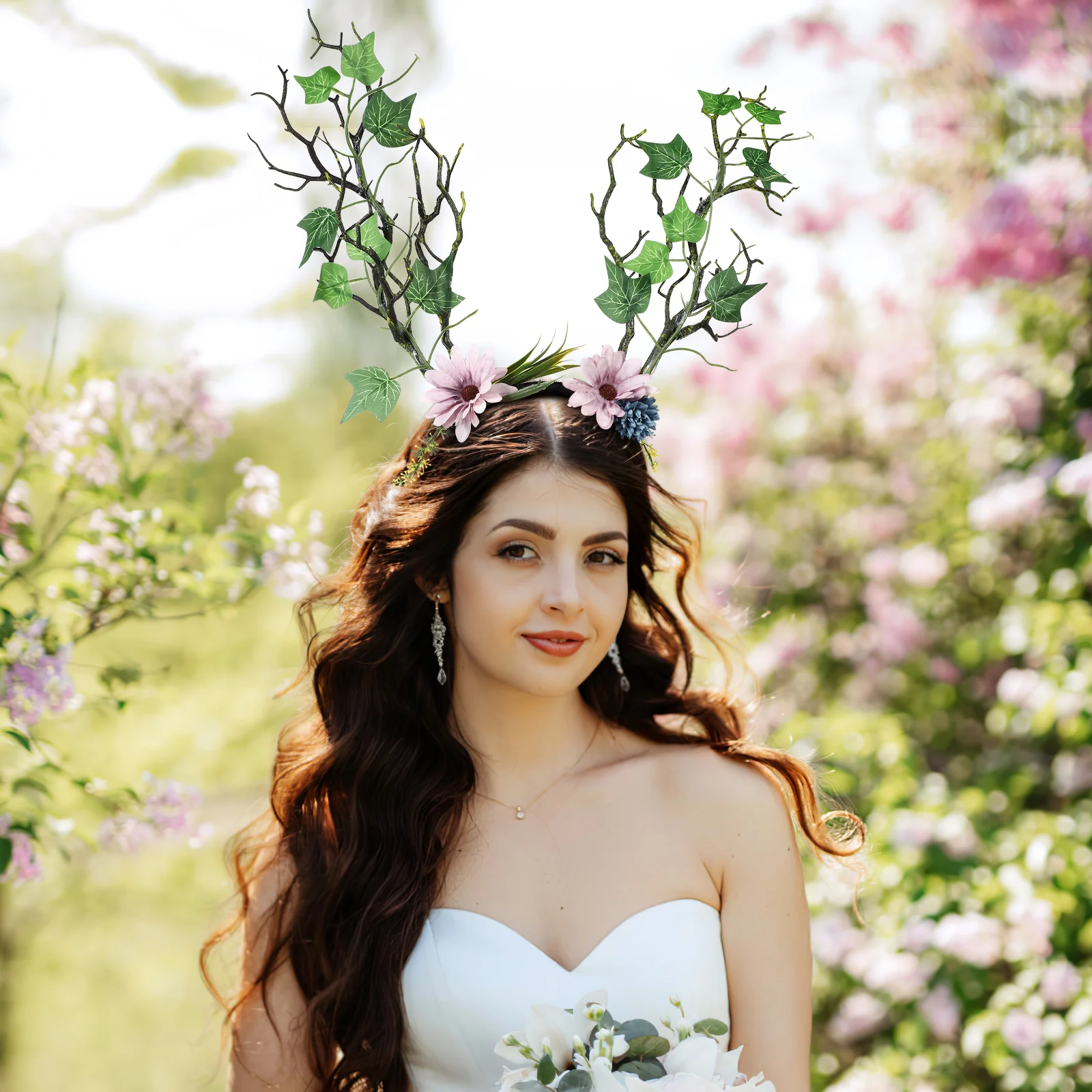 Accessorio per capelli per feste di Natale Fascia per capelli Fascia per capelli con fiori simulati Copricapo Decora il ramo di un albero