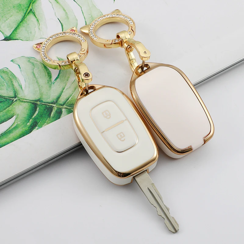 LLavero de carcasa de 2 botones para Renault, Kwid, símbolo de tráfico, Dacia, Sandero, Logan, Duster 2016, 2017, 2018, funda de TPU para llave de
