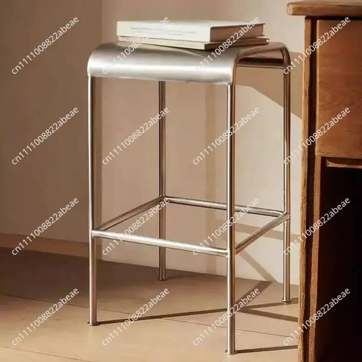 Steel Stainless Bar Stool, Minimalist Design, Durable Metal Frame, Ideal for Kitchen/Bar, Space - Saving, Modern Style