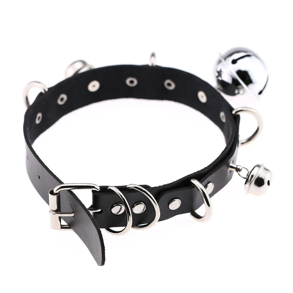 Trendy Punk Spike Rivet Leather Women Choker Bell Pentagram Harajuku Collar Necklaces Handmade Boho Gothic Girl Collier  Jewelry