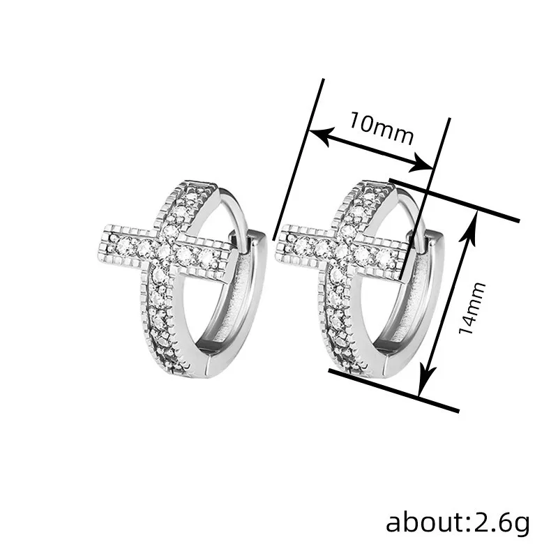 أقراط دائرية متقاطعة من الفضة الإسترليني عيار 925 للنساء مجوهرات يومية للجنسين إكسسوارات زركونيا عصرية رائعة