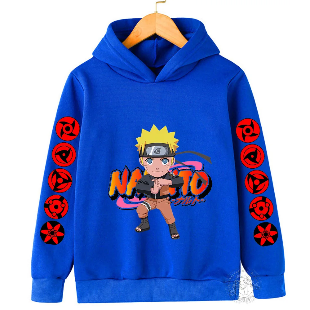 Felpa con cappuccio moda Naruto per bambini, abbigliamento casual stampato, cartone animato, felpa con cappuccio primaverile e autunnale per ragazzi e ragazze