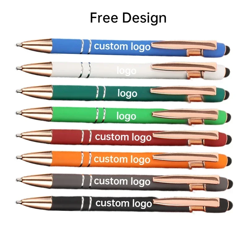 100PCS Free Custom Design Ballpoint Pen with Touch Screen Function Metal Pens Advertising Gift Printing Logo Engraving