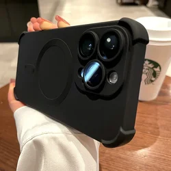 Silicone Shockproof Soft Case For iPhone 17 Air 16 15 13 12 14 Pro Max Plus For Magsafe Wireless Charge Lens Protection Cover