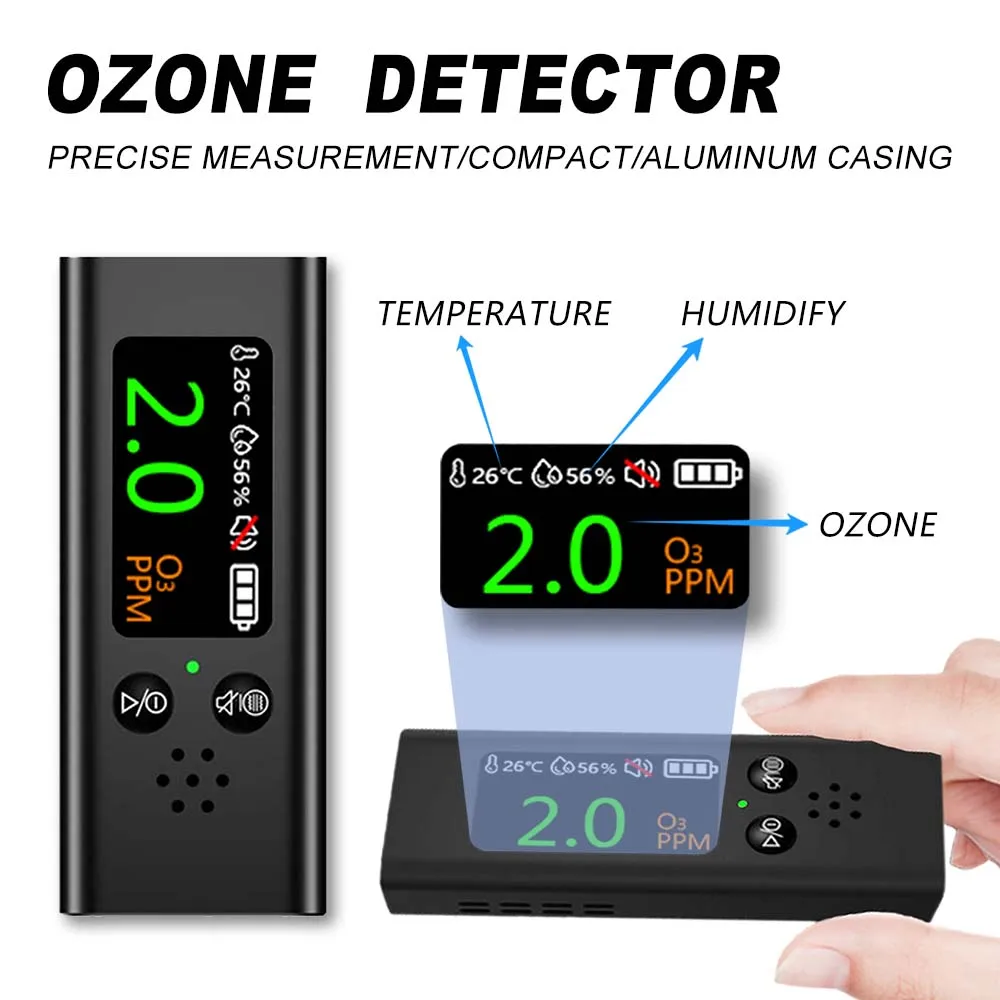 Ozone Analyzer O3 Ozone Gas Detector Intelligent Sensor Ozone Meter Air Quality Gas Monitor Temperature Humidity Tester