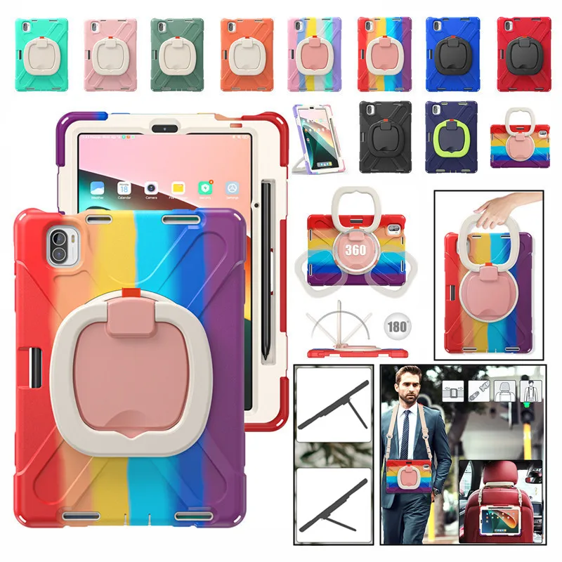

For XiaoMi Pad 5 MiPad5 Pro 11 Inch 2021 Shoulder Strap Heavy Colorful Case 360 Degree Rotating Bracket Wristband Tablet Cover