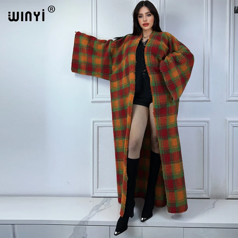 WINYI Africa womens loose coats winter Warm long down cardigan luxury clothes kimono abaya dubai luxur winter outfits for women