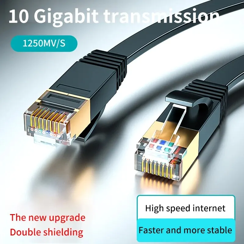 Cat 7สายอีเทอร์เน็ตสาย LAN แบน10Gbps เครือข่าย RJ45ความเร็วสูงสำหรับเราเตอร์โมเด็มคอมพิวเตอร์พีซีและแล็ปท็อป PS3 PS4 1-10M