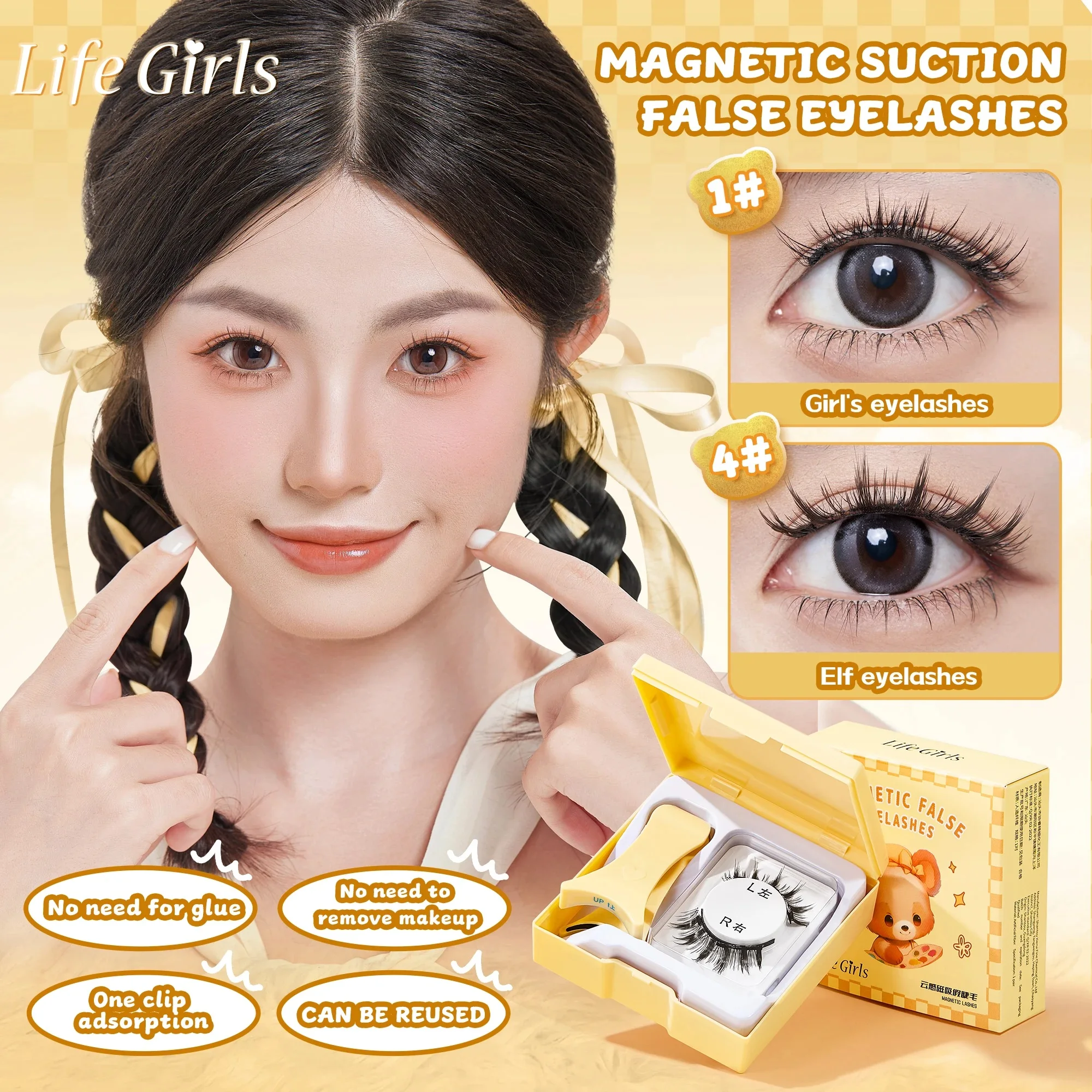 Cílios magnéticos finos e finos – conforto leve tipo nuvem, conjunto de cílios postiços reutilizáveis com estilo coreano natural e drama