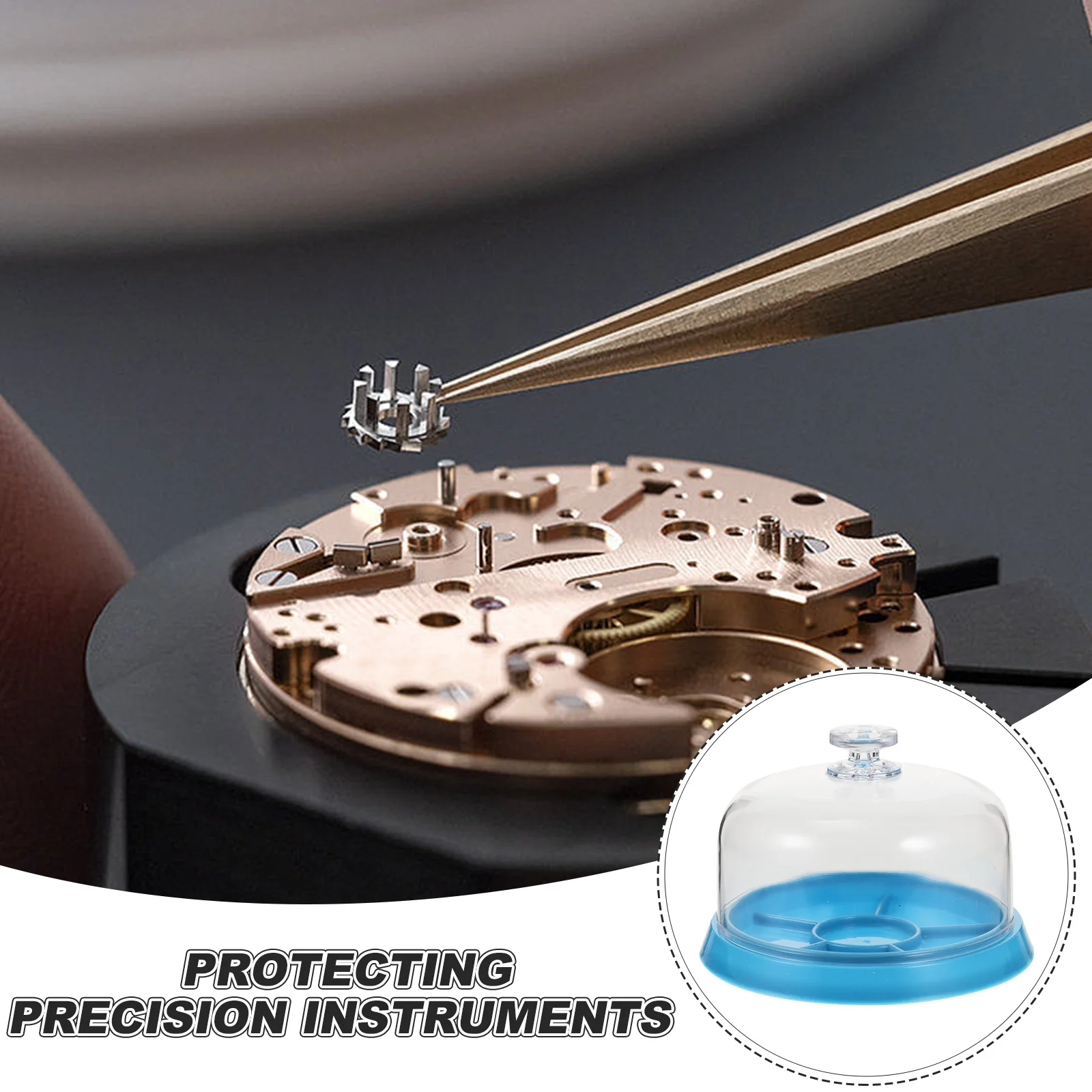 

5 Pcs Watch Parts Box Repair Tool Storage Dust Cover Movement Plastic Compartment Blue Anti Dust Debris Essential DIY