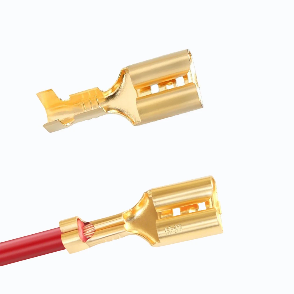 10/50/100 Sets Flat Push-On Cable Shoe Insert Terminal Tongue Width 6.3mm 4.8mm Cable Crimp Connector Spade Terminal Lug for IEC