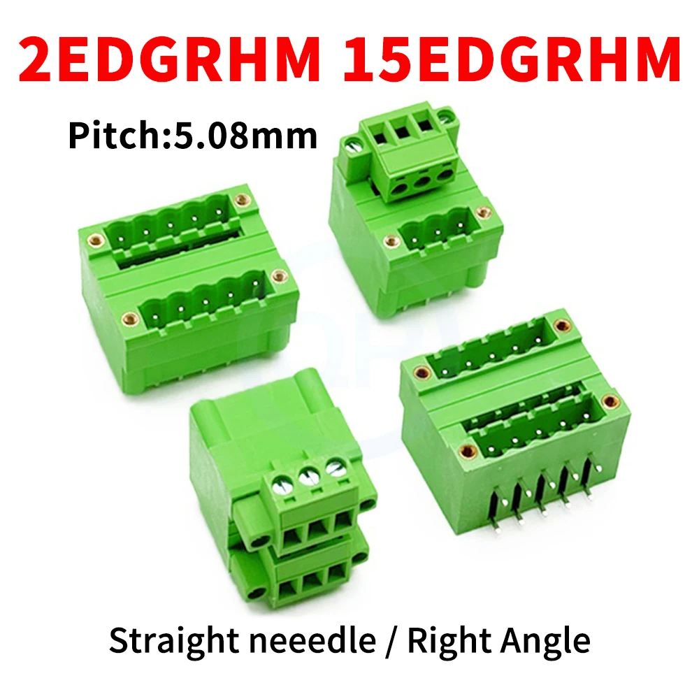 (5 Sets) KF 2EDGRHM + 2EDKM 5.08mm Double PCB Plug-In JM 15EDGRHM 5.08 Double Row Right Angle/Straight Pin with Flange Panel