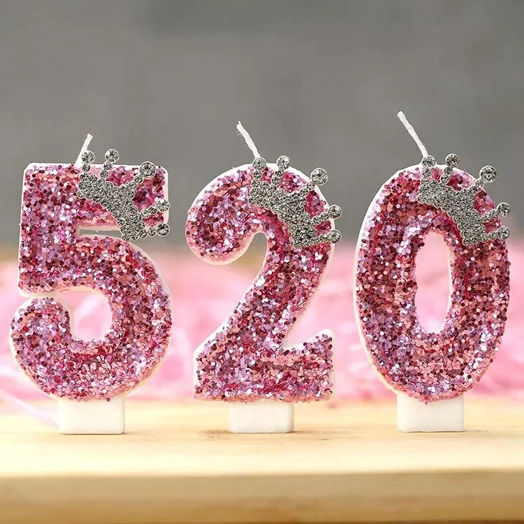 Children's Birthday Candles Sparkling 30th Birthday Candle Pink Crown Birthday Girl Candle