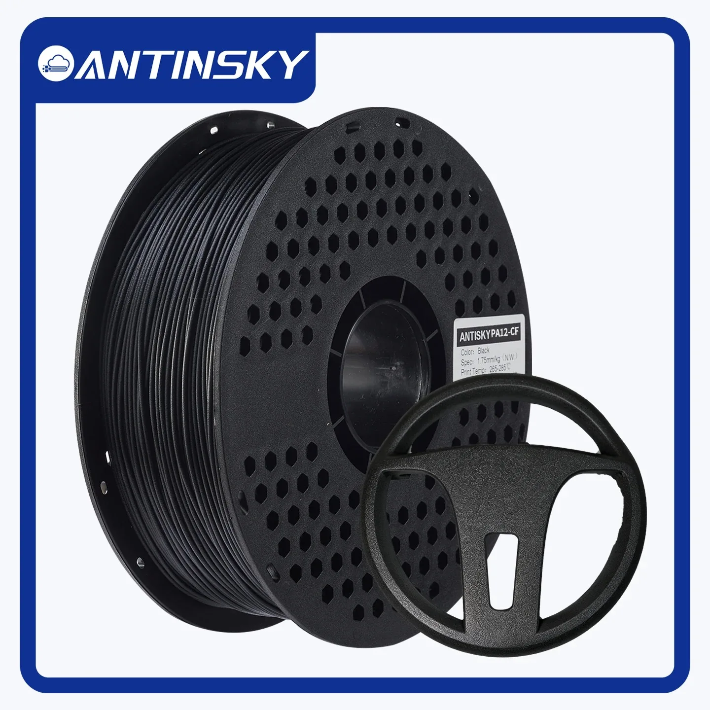 ANTINSKY PA12‑CF Nylon Carbon Fiber Filament 1.75mm 1KG High Strength Wear‑Resistant Low Moisture Absorption Engineering