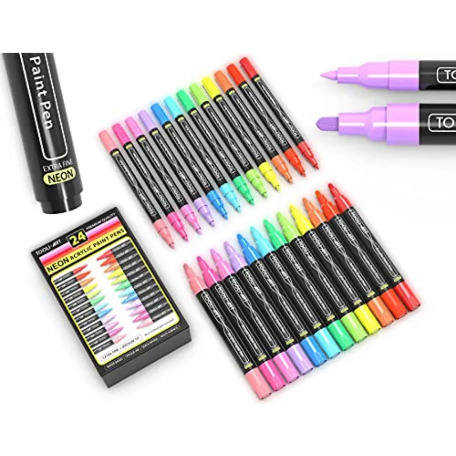 Acrylic Paint Markers Paint Pens Special Colors Set Extra Fine And Medium Tip Combo For Rock Painting, Canvas, Fabric, Glass, M