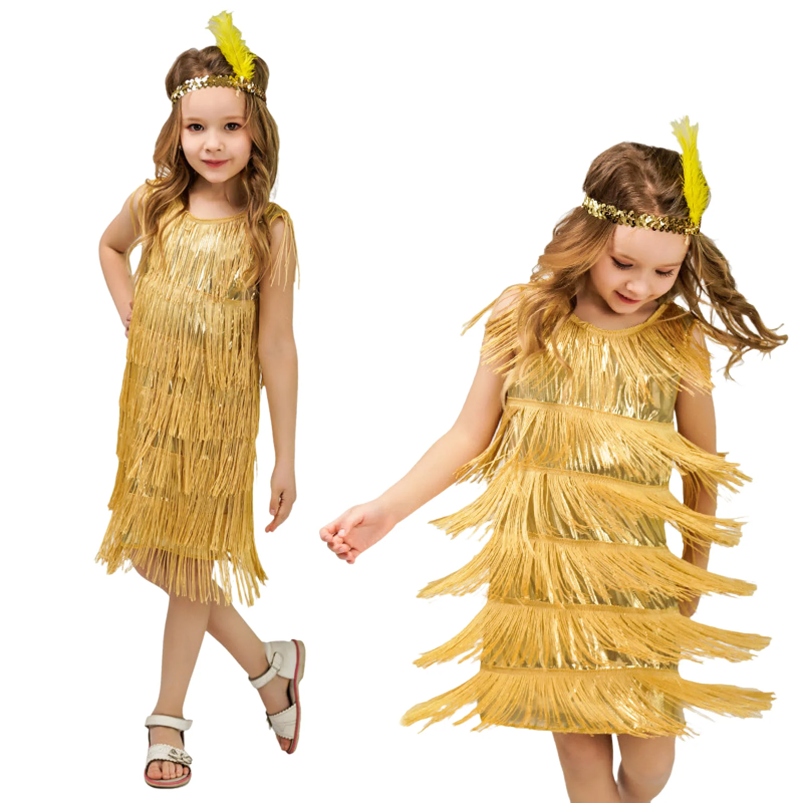 Ropa de actuación de baile latino Retro para niñas, falda con borlas, disfraz de escenario actuación para fiesta