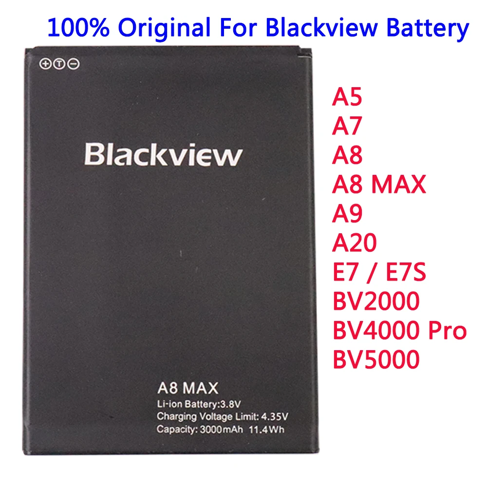 2023 New 100% Original Battery For Blackview A5 A7 A7 A8 A8 MAX A20 A9 E7 / E7S BV2000 BV2000S BV4000 Pro BV5000 Phone Batteries