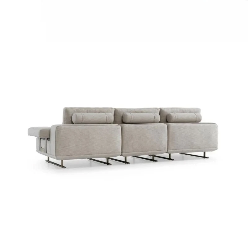 مجموعة أريكة فاخرة خفيفة من الفولاذ المقاوم للصدأ الإيطالي أثاث غرفة المعيشة الراقية أريكة ترفيهية بثلاثة مقاعد أريكة فاخرة #5