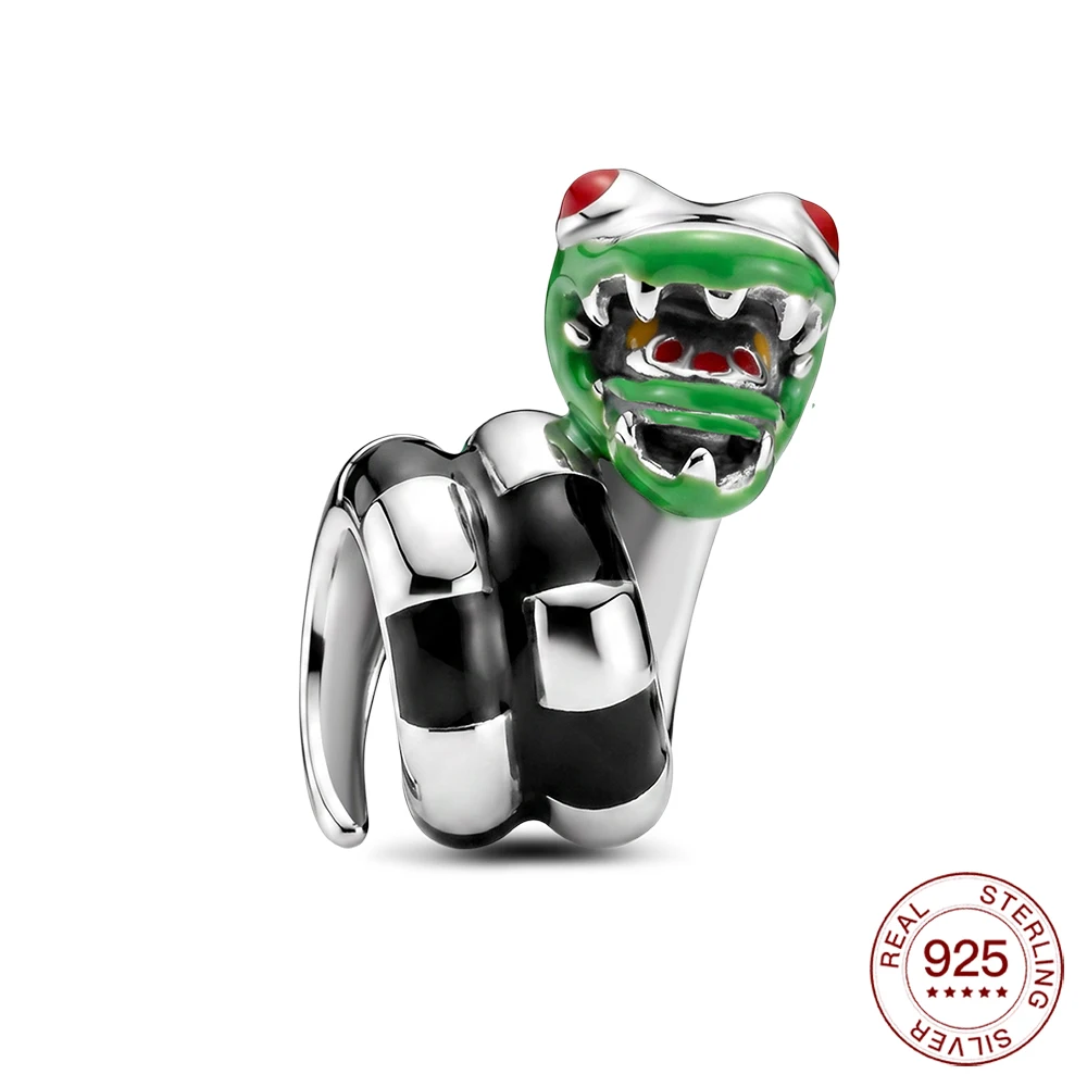 Neuer Anhänger aus 925er Sterlingsilber mit Sandwurm-Perlen, Charms für die Schmuckherstellung, für originelle Armbänder, Damen-DIY-Halloween-Geschenke – Detail 2