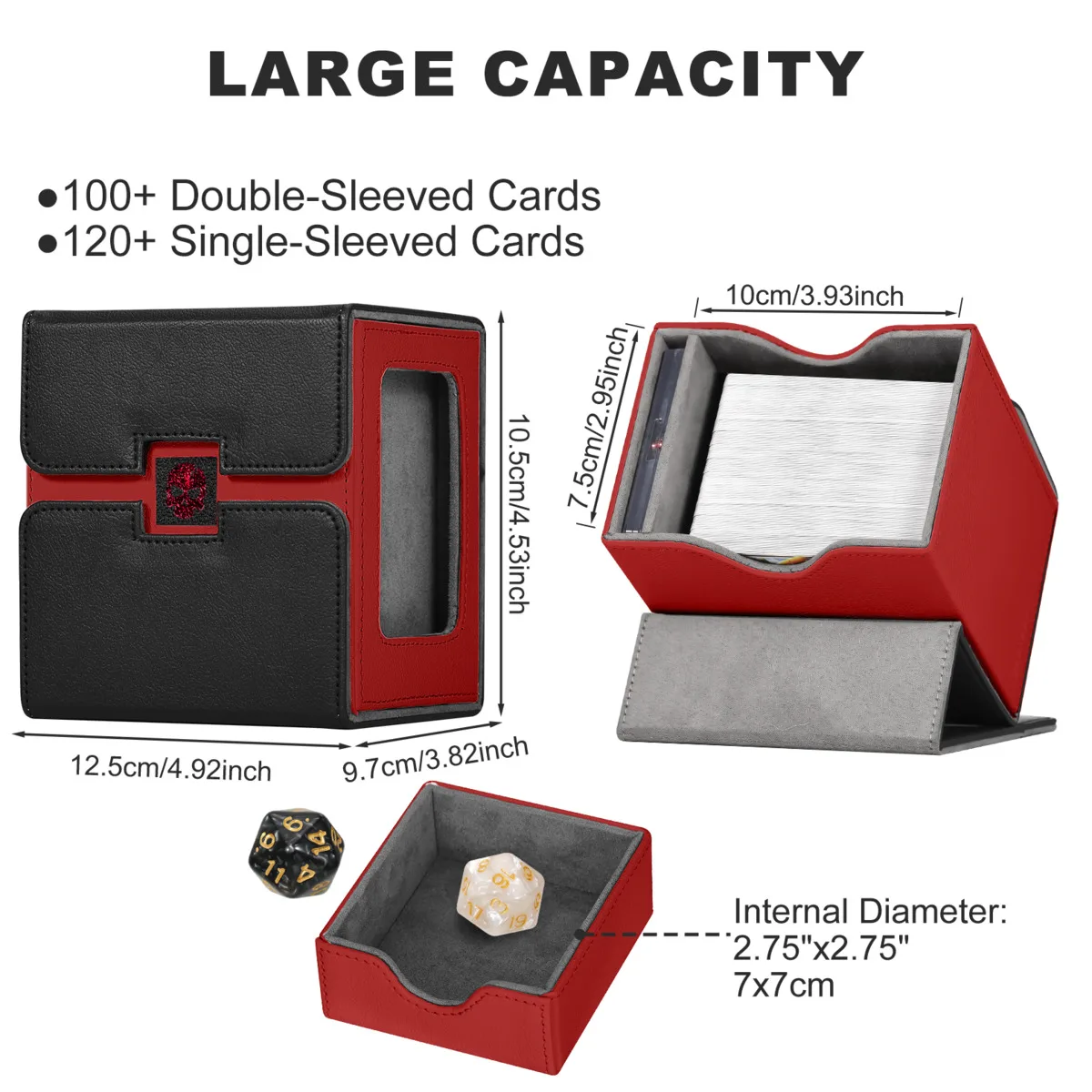 100+ Card Deck Box Magic TCG Mid Large Deck Case Solid Color Storage Box Top Side-Loading PTCG Card Case For MTG TCG CCG