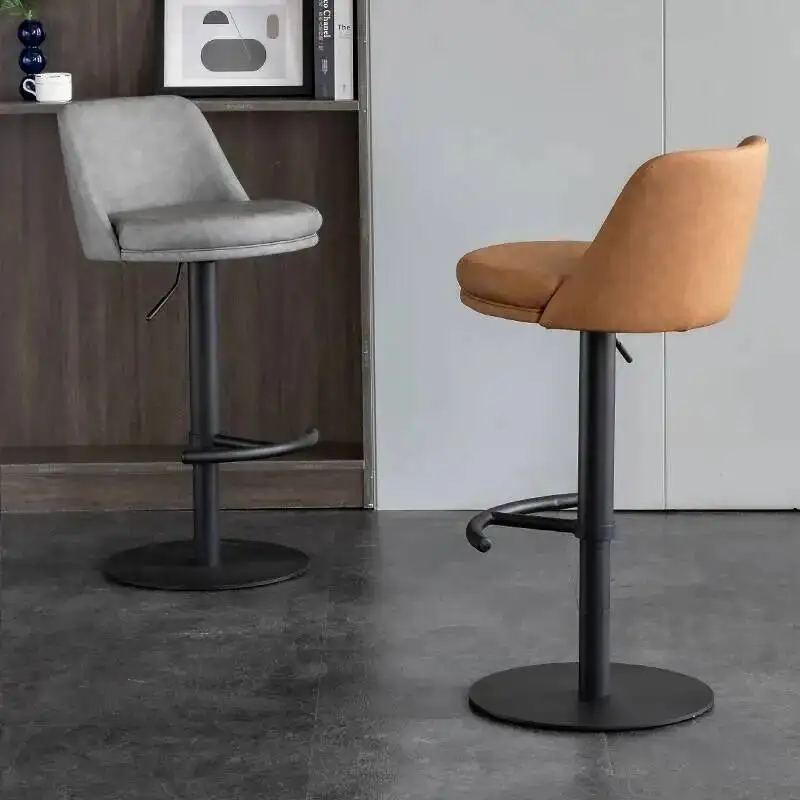 

Стул-табурет для бара, домашний, современный, с регулировкой высоты, вращающийся, из нержавеющей стали, в итальянском минималистичном стиле, легкий люкс, для ресепшн