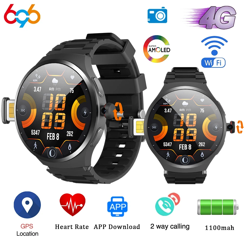 

Men Women 4G Video Call Smart Watch Blue Tooth Call 1.75" HD Camera Heart Rate Health Watches APP Download Sim Card Smartwatches
