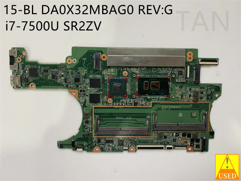 For HP X360 15-BL USED Laptop Motherboard DA0X32MBAG0 REV:G with SR2ZV  I7-7500U CPU  Fully tested and works perfectly