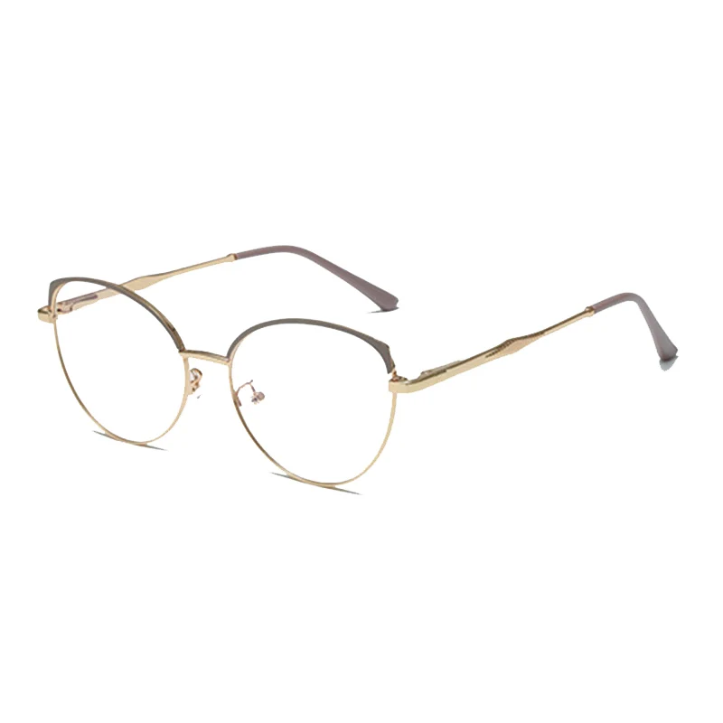 Brand Design Retro Round Cat Eye Metal Girls Frame Photochromic Anti Blue Light Computer Women Reading Glasses Degrees 0 ~ +6