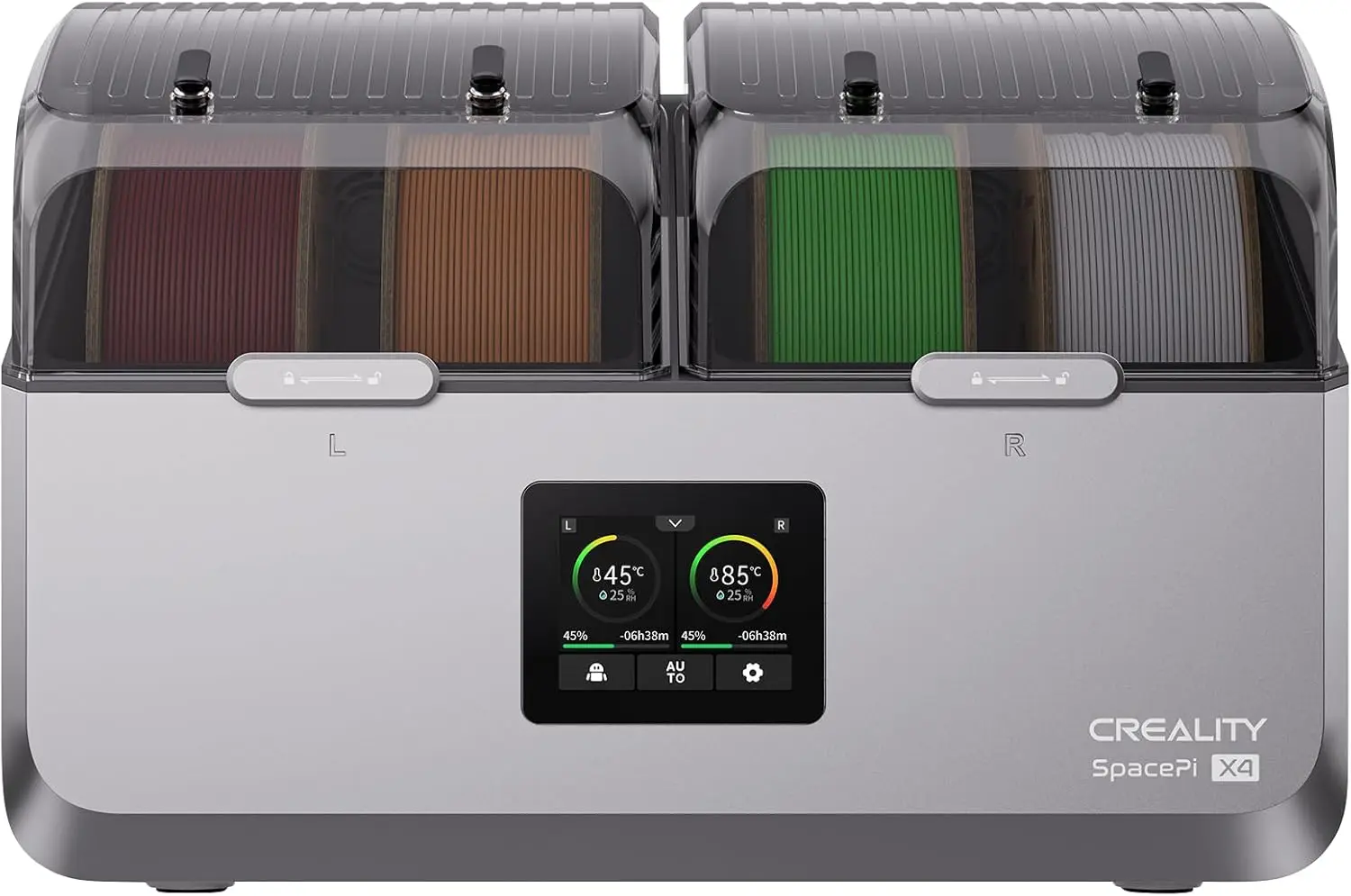 

Сушилка для филамента 3D-принтера на 4 катушки, двухкамерная, до 85°C ° Активный осушитель C для PLA, PETG, ABS