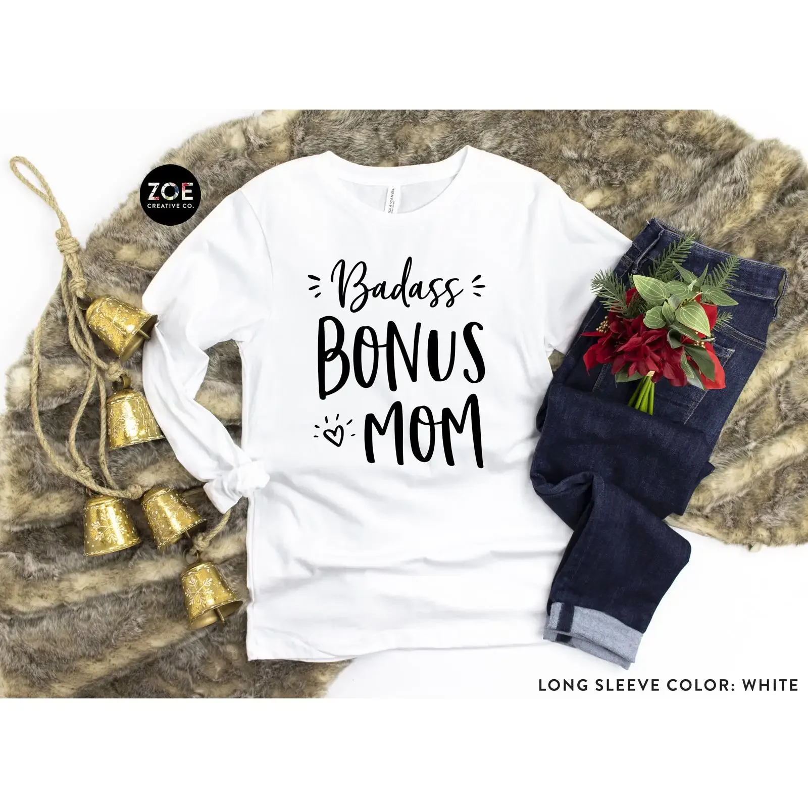 Badass Bonus Mom Long Sleeve T Shirt Funny Stepmom  vintage Washed Slightly Top For Everyday Wear Casual Unisex streetwear