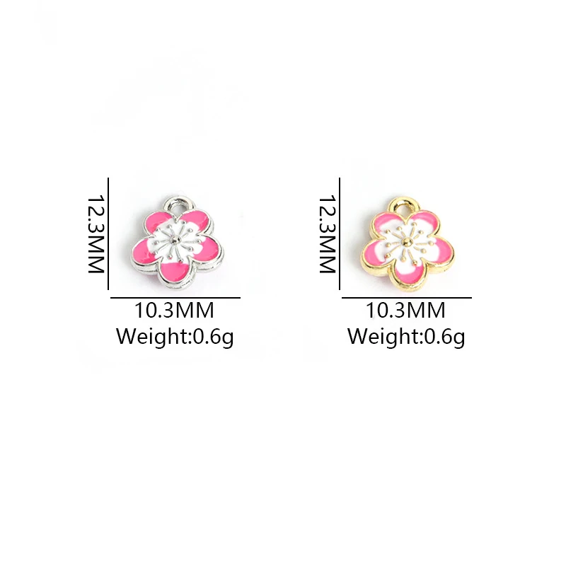 11Korean-style simple alloy oil-drip colorful cherry blossom double-sided pendant accessorydiyJewelry earring accessories  Party