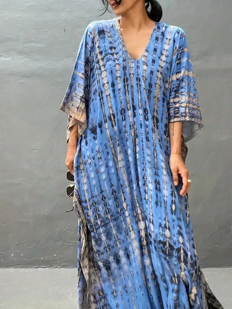 2025 الربيع والصيف ملطخ تحديد المواقع المطبوعة عطلة طويلة تنورة الشاطئ بيكيني التستر ملابس السباحة سترة الحماية من الشمس #6