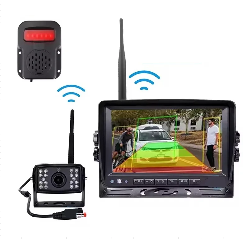 7 Inch Digital Wireless BSD Display Monitor Ai Rear View Camera With Alarm Reverse Safety System For Truck