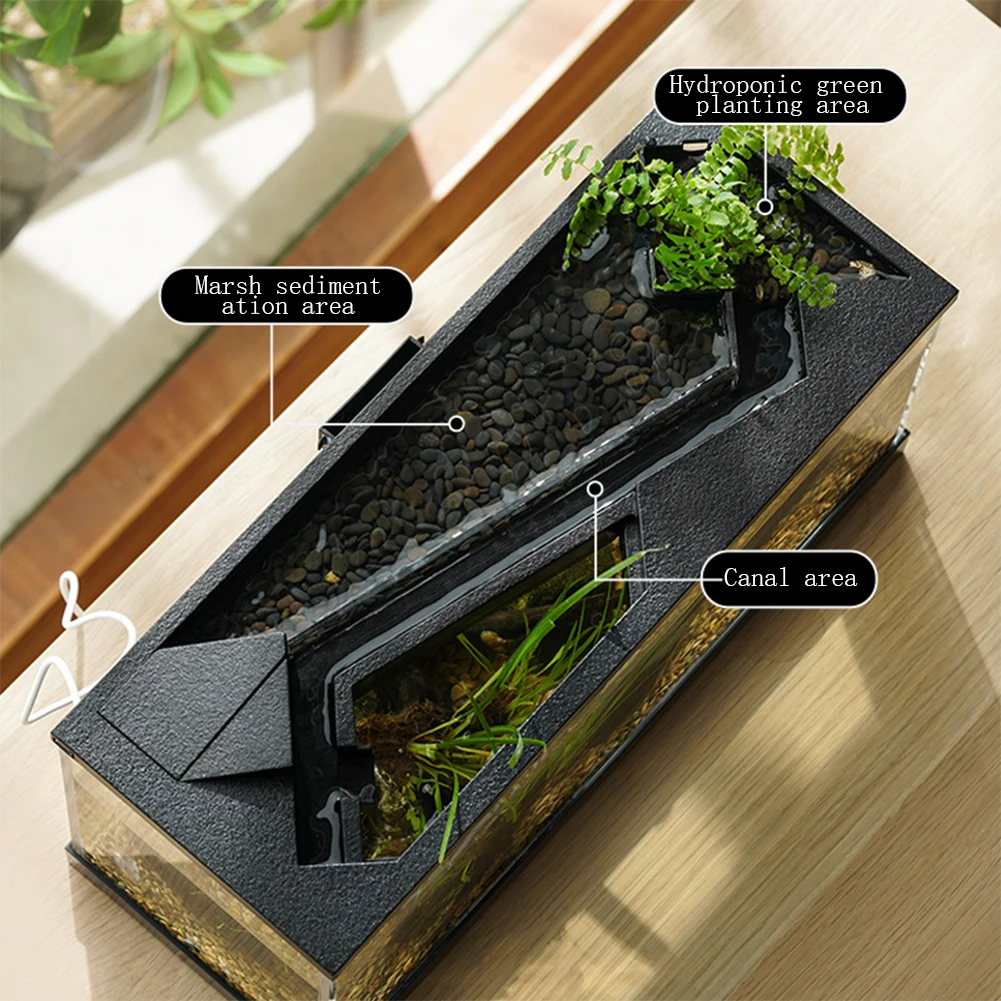 Aquarium Fish Tank Kit Betta Fish Tank With Build-in LED Light Ecological Cycle System Silent Filtering Rectangular Fish Tank