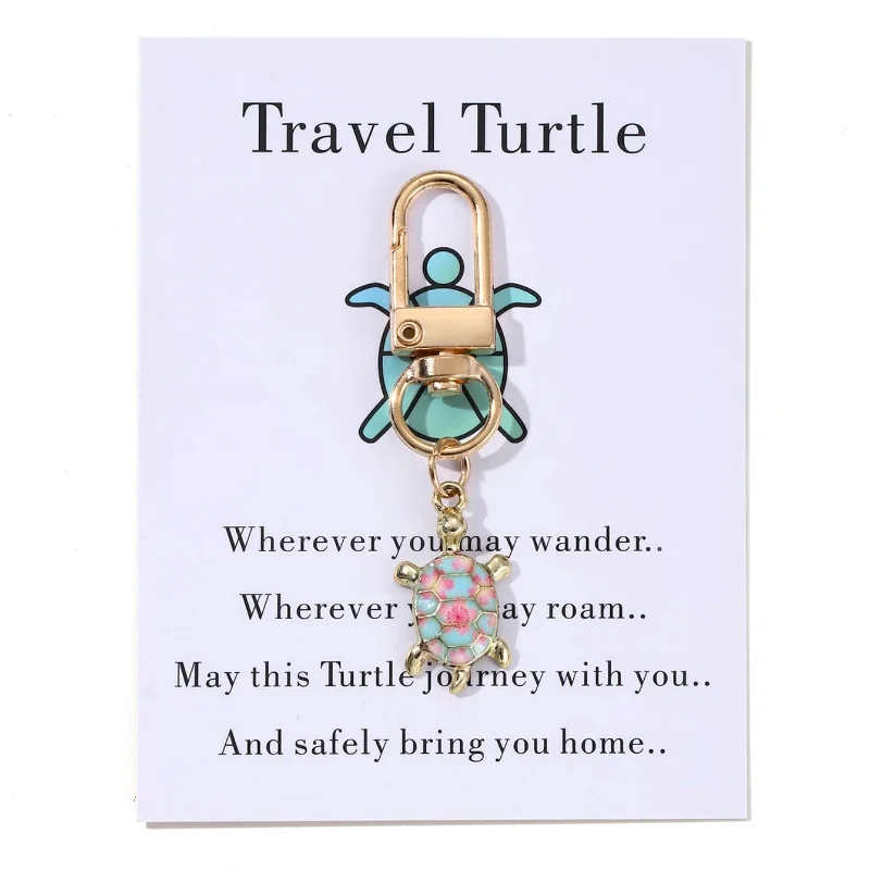 1 قطعة بطاقة صغيرة الفيروز السلاحف السلحفاة يرافقك لفترة طويلة رومانسية المفاتيح هدية عيد الحب كيرينغ