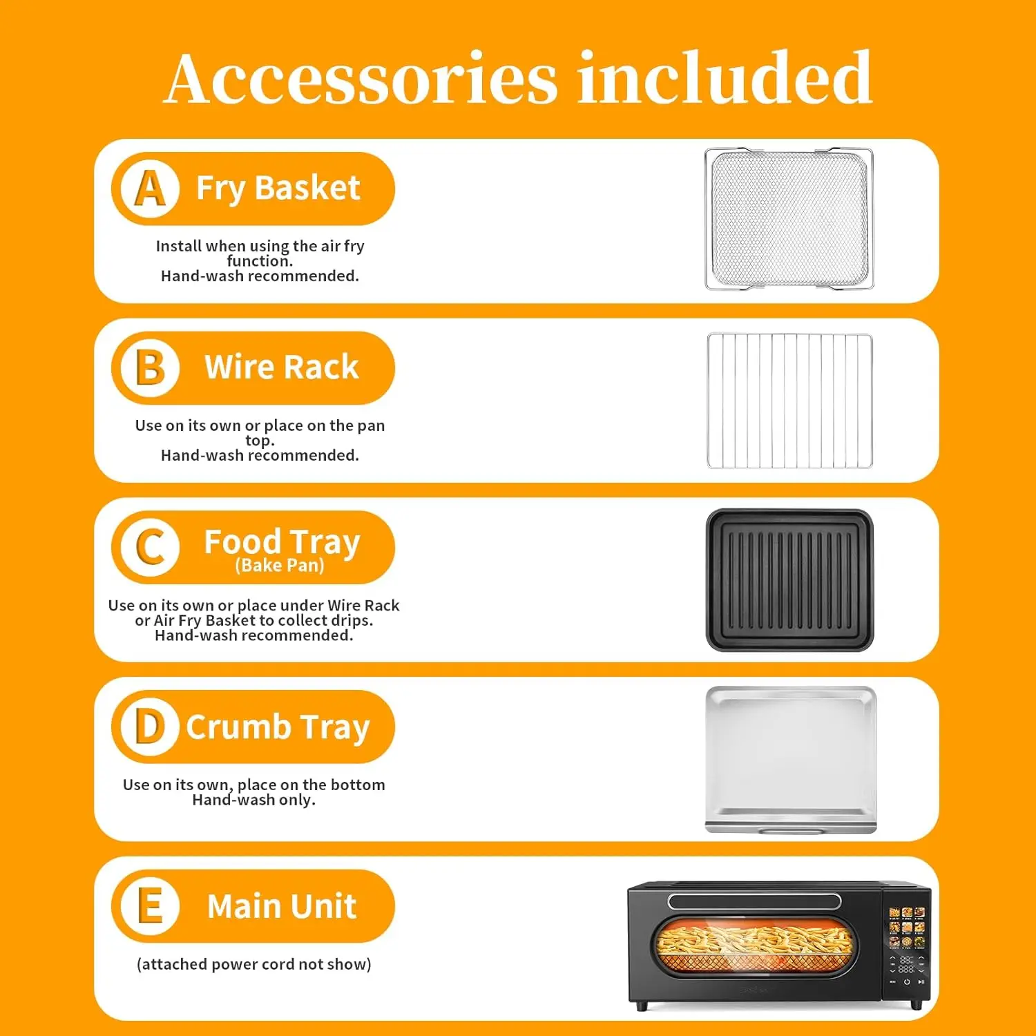 فرن محمصة حرارية 10 في 1، 15 لتر، 1800 وات، شاشة LCD تعمل باللمس، مقلاة هوائية، مجفف، 4 ملحقات، أسود #6