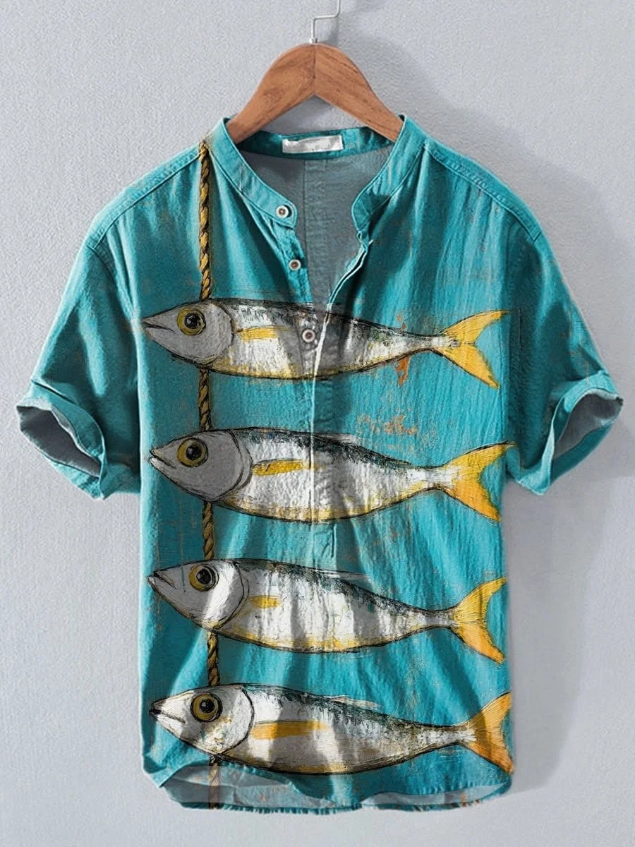 

Men's new short-sleeved casual daily top with artistic-printed fish pattern. Sizes available are S - 5XL. Fast shipping.