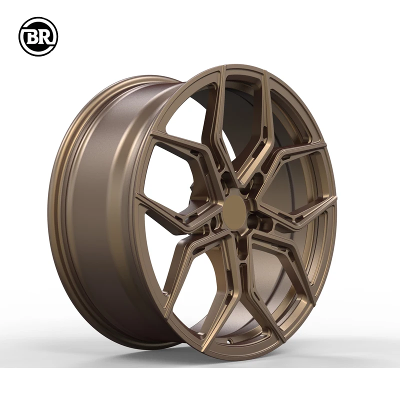 Custom Matte Bronze Full Coating 18-26 Inch Racing Car Wheels Deep Dish Forged 5*130 Rims With Polished Lip
