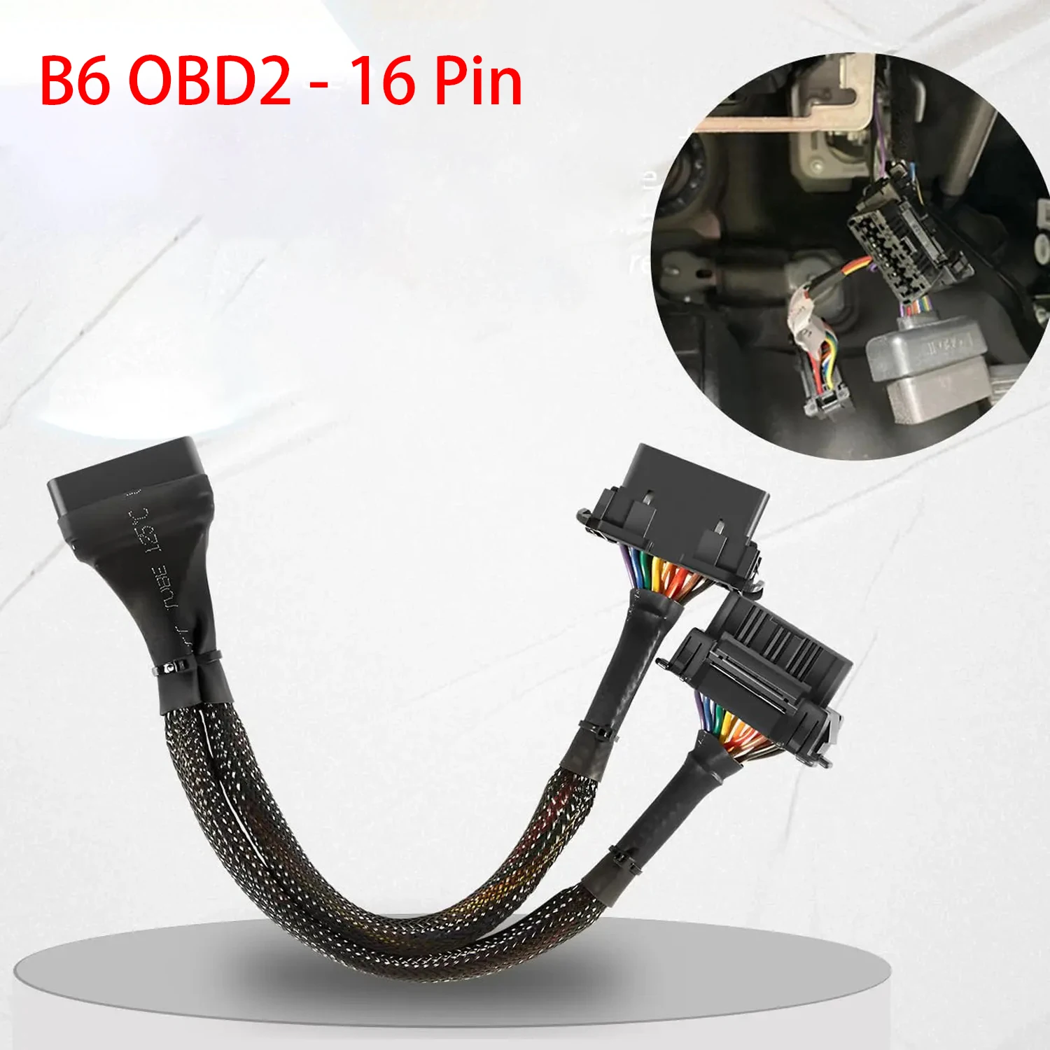 TM B6 OBD2 Splitter Cable 16 Pin OBD II Splitter Extension 1 Male to 2 Female Extension Y Cable Adapter for All Standard Devices