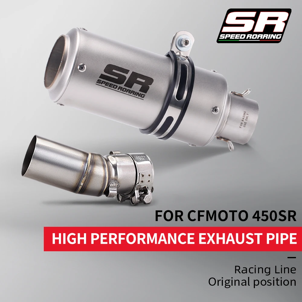 FOR CFMOTO 450SR 450NK 450MT CF450SR motorcycle stainless steel mid-section connection exhaust system complete set 51mm muffler