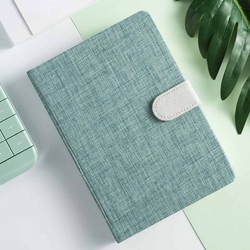 Linen Diary, Fresh and Clean Notebook, New Buckle Notebook with Strap Record Book