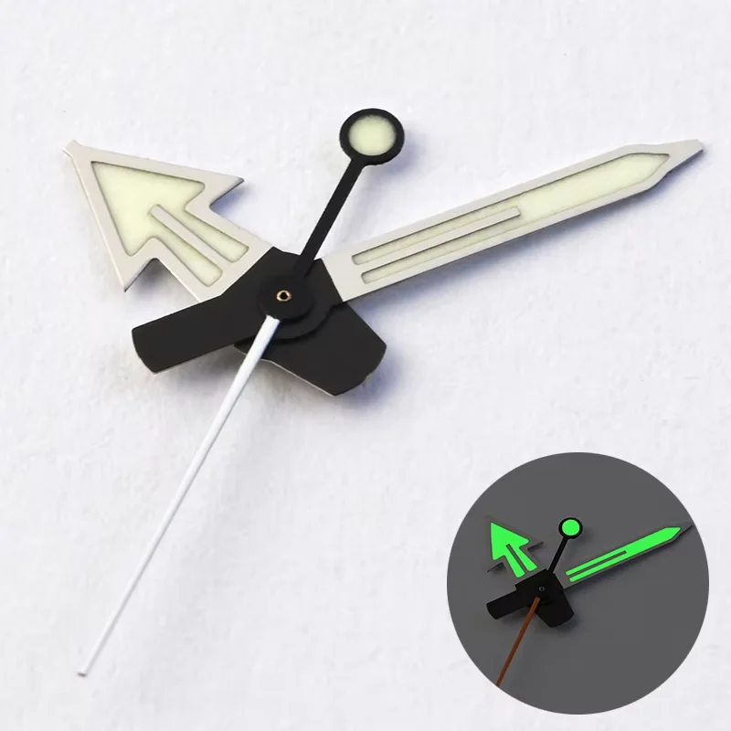 أجزاء الساعة سوبر جرين مضيئة SBBN031/SKX007 علبة التونة مشاهدة اليد الصفراء اليد الثانية مناسبة لحركة NH35/36