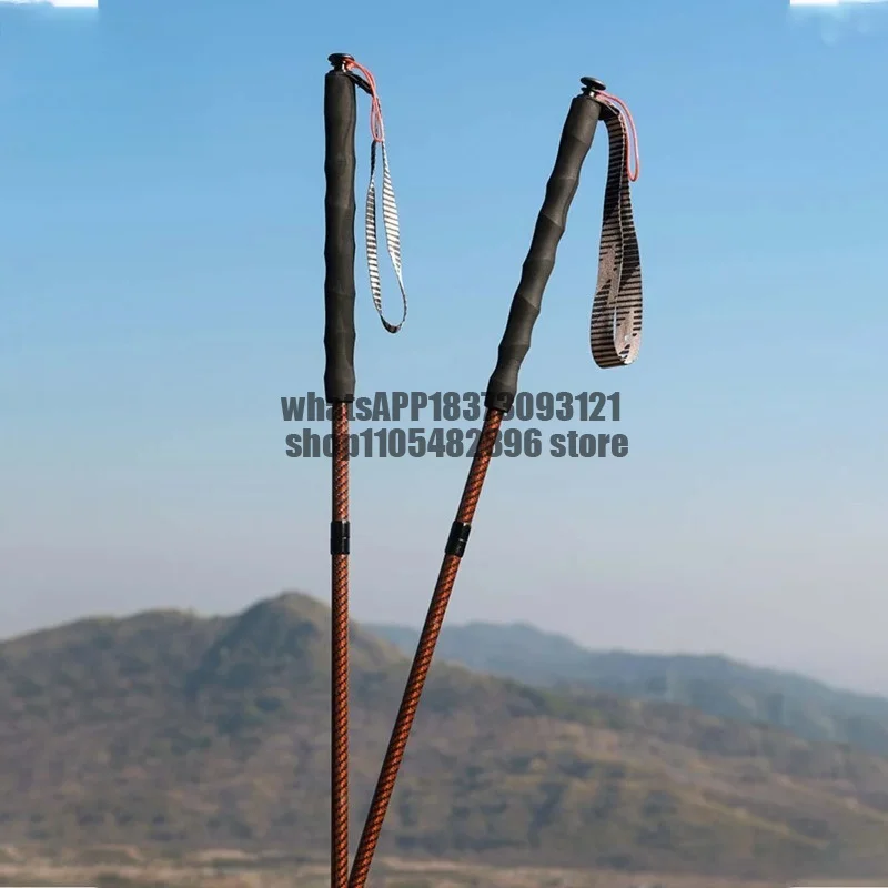 Trekking Pole Lightweight Folding Collapsible Quick Lock Hiking Pole Trail Running Walking Stick Carbon Fiber