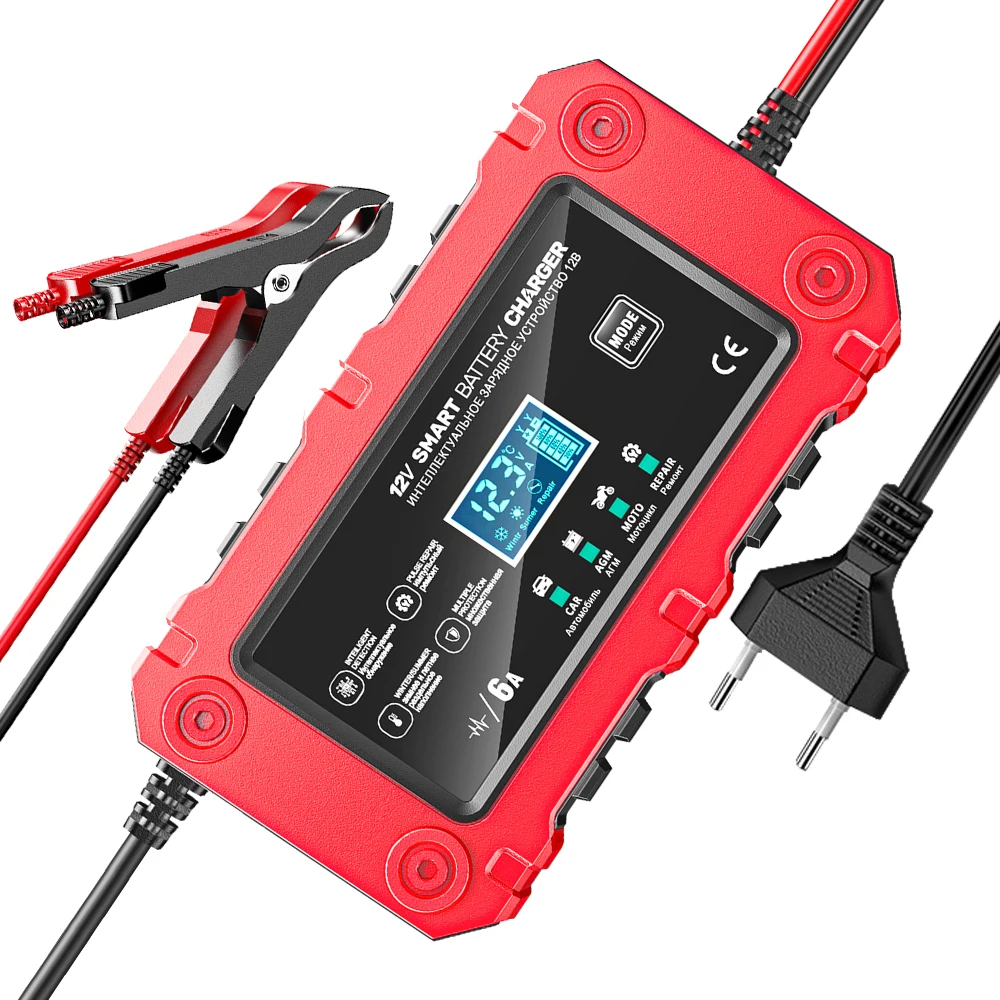 

Автомобиль, автофургон, грузовик, прицеп, мотоцикл, внедорожник, интеллектуальная зарядка аккумулятора, 12 В, 6 А, умный импульсный ремонт, многофункциональное свинцово-кислотное обслуживание