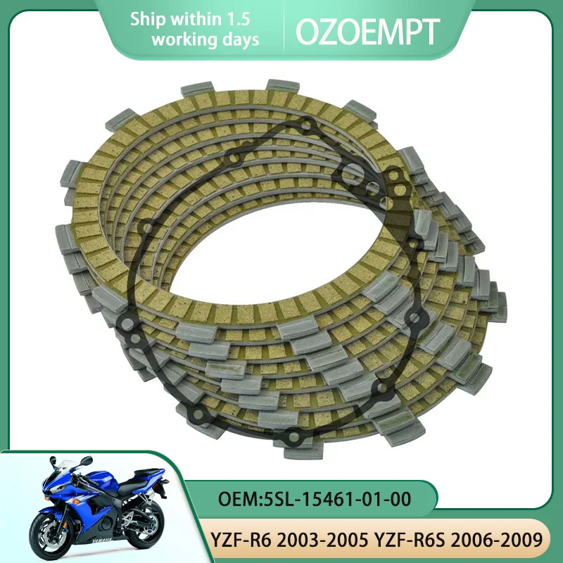 OZOEMPT Motorcycle Clutch Disc Set and Cover Gasket Apply to YZF-R6 2003-2005 YZF-R6S 2006-2009