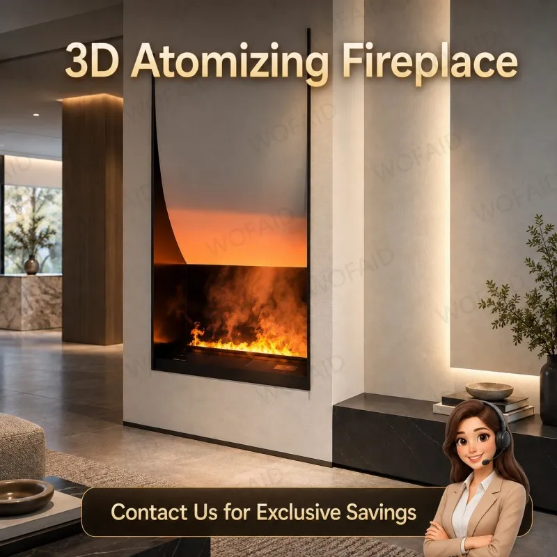 WOFAID Modern Smart 3D Water Vapor Electric Fireplace APP Control Atomized Mist Flame for Living Room Media Wall Home Decor