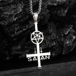 Exquisite Stainless Steel Inverted Cross Five-Pointed Star Pendant Necklace Men Women Fashion Personalized Jewelry Gifts