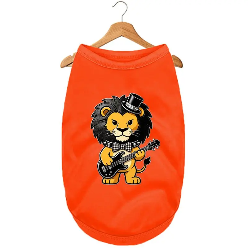 

Cool Lion Guitar Dog Vest Summer Breathable Pet Clothes Puppy T-shirt Outfit Apparel Small Medium Dog Cat Costume